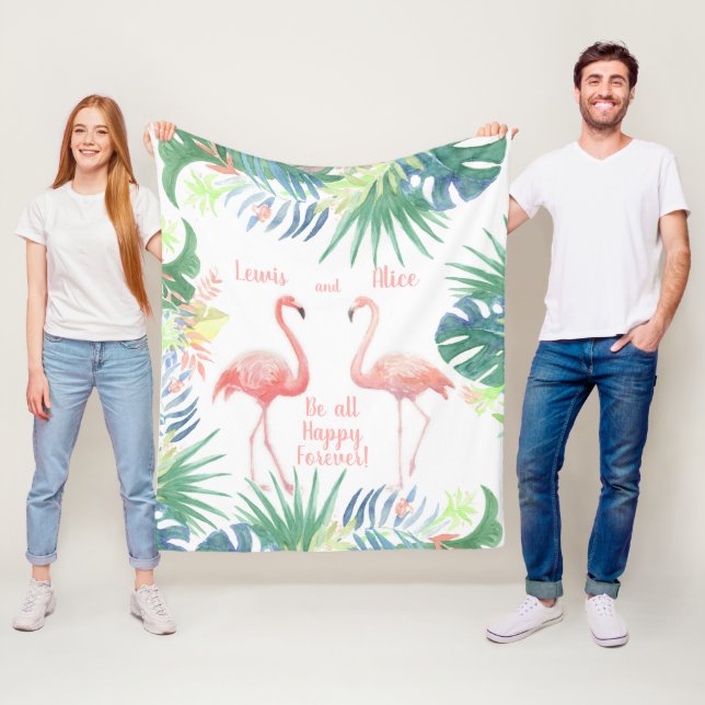 Sei für immer glücklich! Fairy Tale Two Pink Flami Fleecedecke (Beispiel)