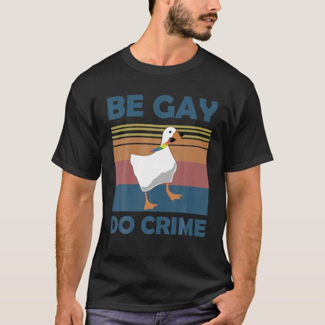 Sei Gay Do Crimes Goose LGBTQIA Prix Monat Regenbo T-Shirt (Vorderseite)