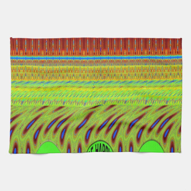 Sei glücklich bunt Polka Dot Motif Geschenk Geschirrtuch (Horizontal)