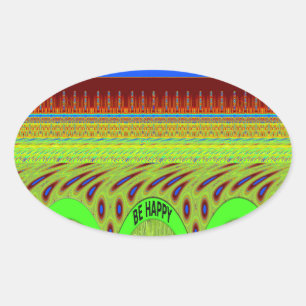Sei glücklich bunt Polka Dot Motif Geschenk Ovaler Aufkleber