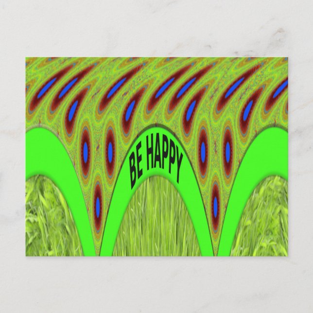 Sei glücklich bunt Polka Dot Motif Geschenk Postkarte (Vorderseite)