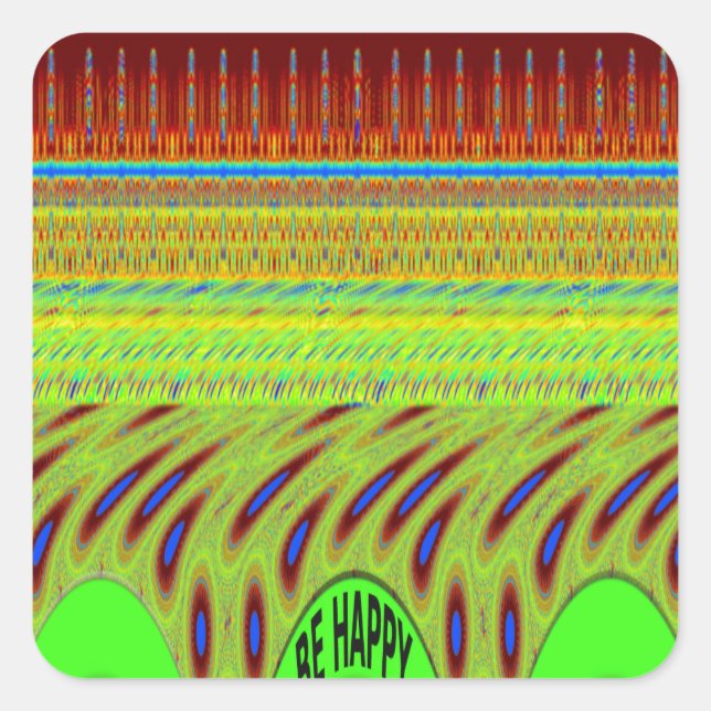 Sei glücklich bunt Polka Dot Motif Geschenk Quadratischer Aufkleber (Vorderseite)