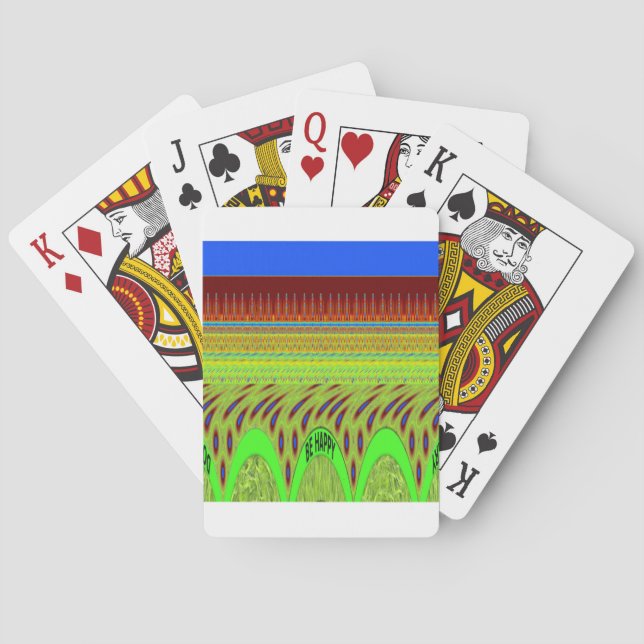 Sei glücklich bunt Polka Dot Motif Geschenk Spielkarten (Rückseite)