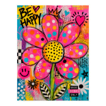 Sei Glücklich Bunte Blumen Pop Art