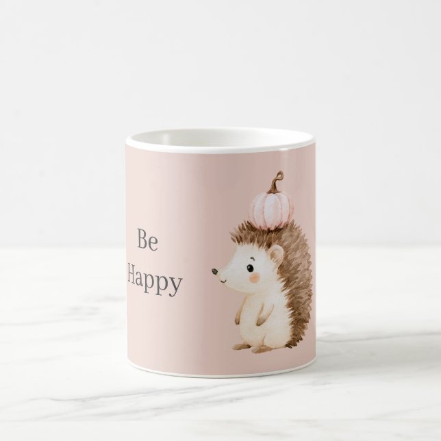 Sei Glücklich Igel Rosa Kürbis Kaffeetasse (Mittel)