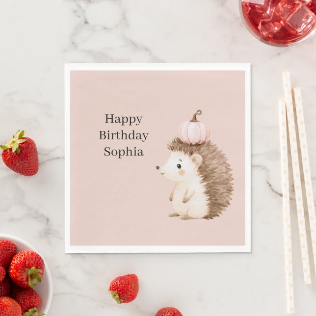 Sei Glücklich Igel Rosa Kürbis Serviette (Beispiel)