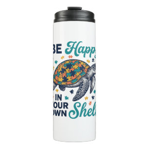 Sei glücklich in deiner eigenen Schildkröten-Shirt Thermosbecher