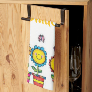 Sei glücklich Lächeln Sonnenblumen Küchen Handtuch