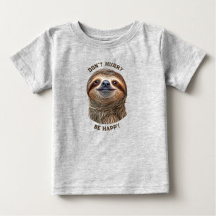 Sei glücklich, nicht hetzen, lächelnder Faultier Baby T-shirt