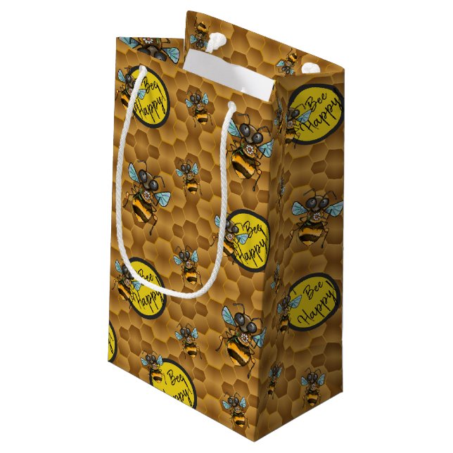 Sei glücklich! Niedliche Honey Bee Gift Bag Kleine Geschenktüte (Rückseite Schrägansicht)