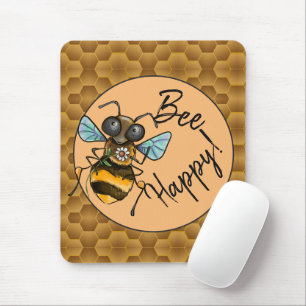 Sei glücklich! Niedliche Honigbiene Mousepad