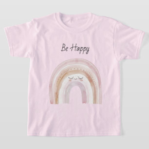 Sei Glücklich Regenbogen mit Wimpern T-Shirt
