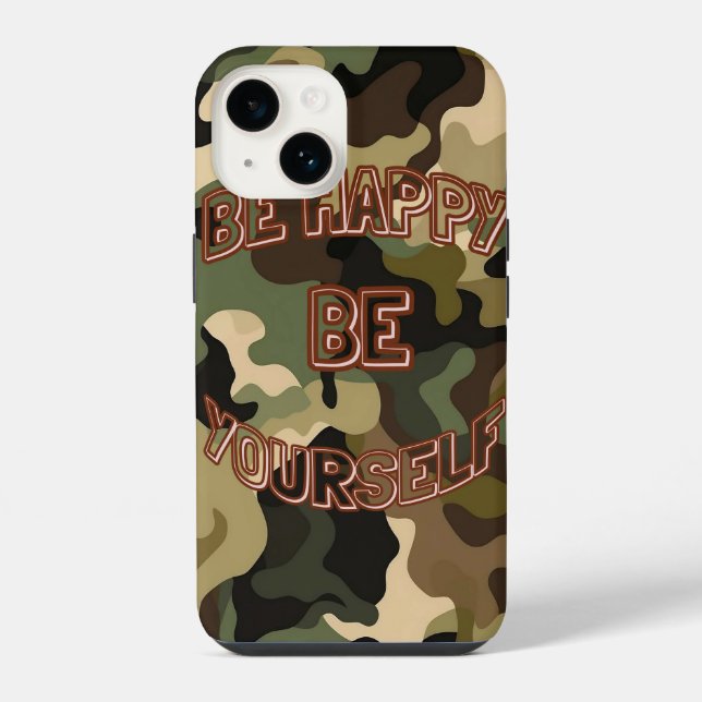Sei glücklich, sei du selbst – Militär-Motivation  iPhone Hülle (Rückseite)