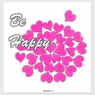 Sei glücklich! Typografie, Wunsch, Herz, Hochzeit, Aufkleber