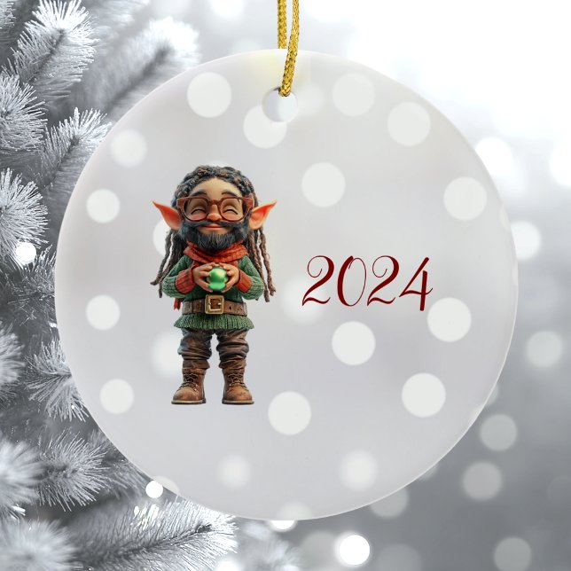Sei glücklich Weihnachts-Elf-Keramik Ornament (Von Creator hochgeladen)