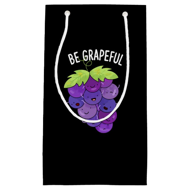 Sei grapeful Funny Grape Bunch Pub Dark BG Kleine Geschenktüte (Vorderseite)