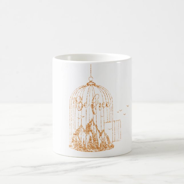 Sei gratis Rose Gold Bird Cage Mountain Kupfer Fly Kaffeetasse (Mittel)