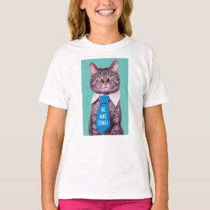 "SEI GROßARTIG!" Katze mit blauem Schlips, Türkis, T-Shirt