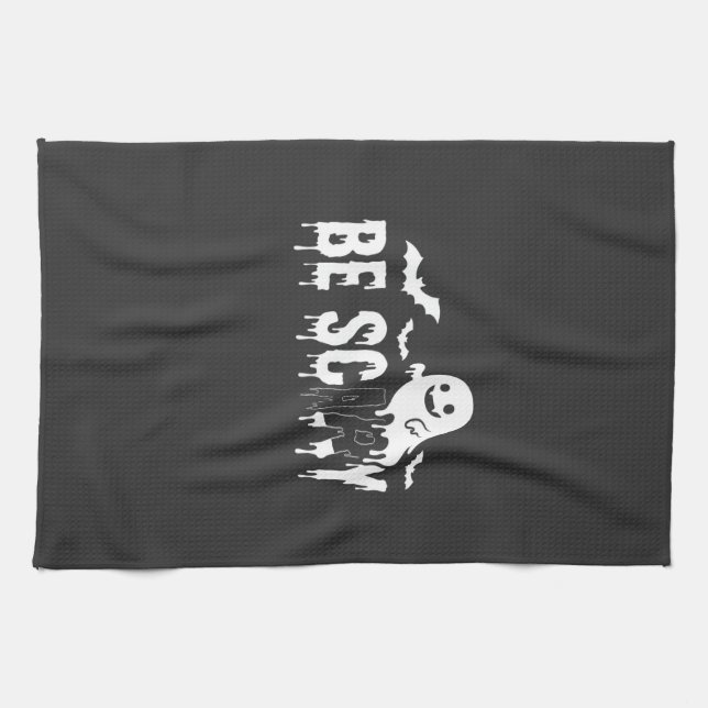 Sei Gruseliges Halloween-Geist Fledermaus Design_1 Geschirrtuch (Horizontal)