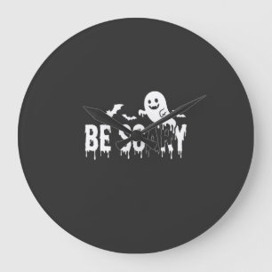 Sei Gruseliges Halloween-Geist Fledermaus Design_1 Große Wanduhr