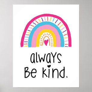 Sei Immer Freundlich Whimsical Boho Regenbogen Kin Poster