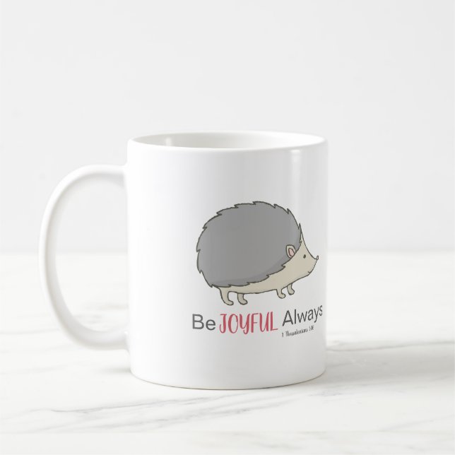 Sei immer fröhlich Rosa Igel Kaffeetasse (Links)