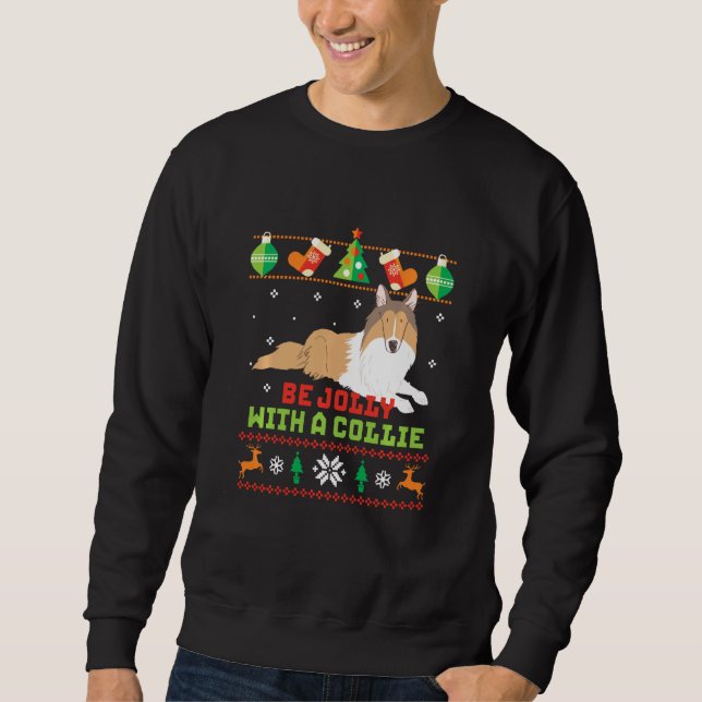 Sei Jolly mit einem Collie Funny Ich Liebe mein Hu Sweatshirt (Vorderseite)