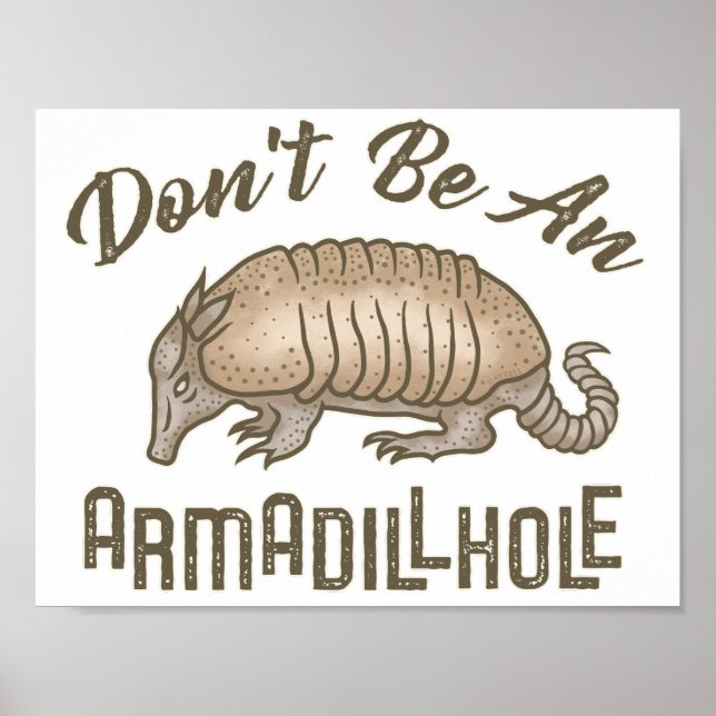 Sei kein Armadillhole Funny Armadillo Animal Poster (Vorne)
