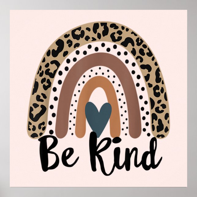 Sei Kind Leopard Rainbow Boho inspirierendes Rosa Poster (Vorne)