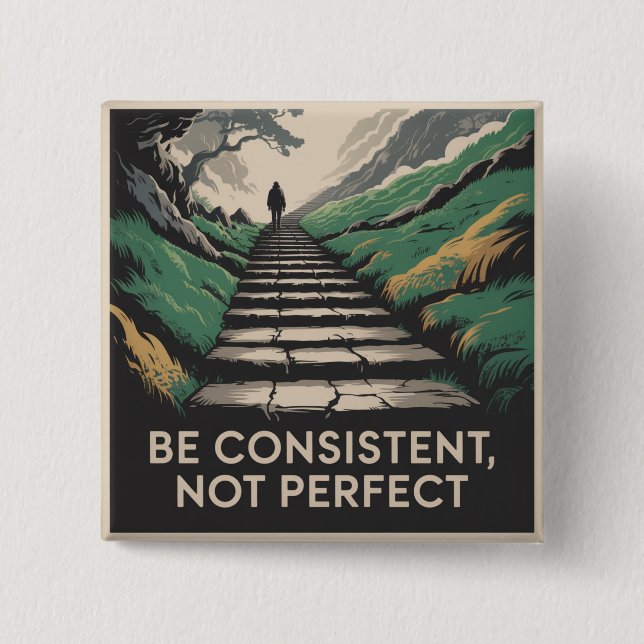 Sei konsequent, nicht perfekt button (Vorderseite)