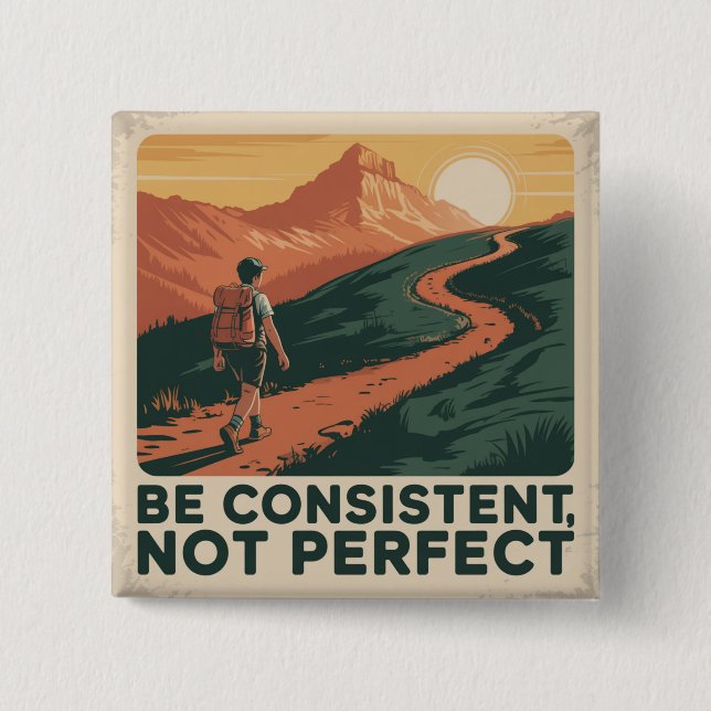 Sei konsequent, nicht perfekt button (Vorderseite)