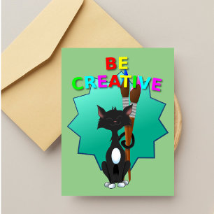 Sei kreativ schwarze und weiße Katze Postkarte