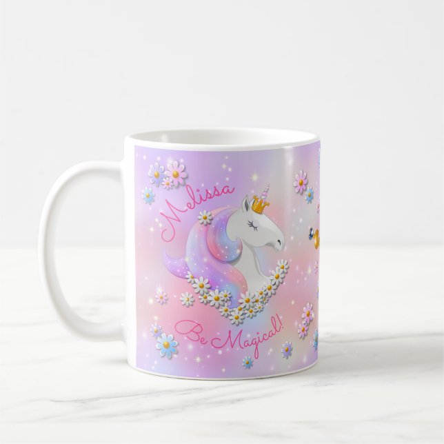 Sei magisch rosa Einhorn Prinzessin Sparkle Kaffeetasse (Links)