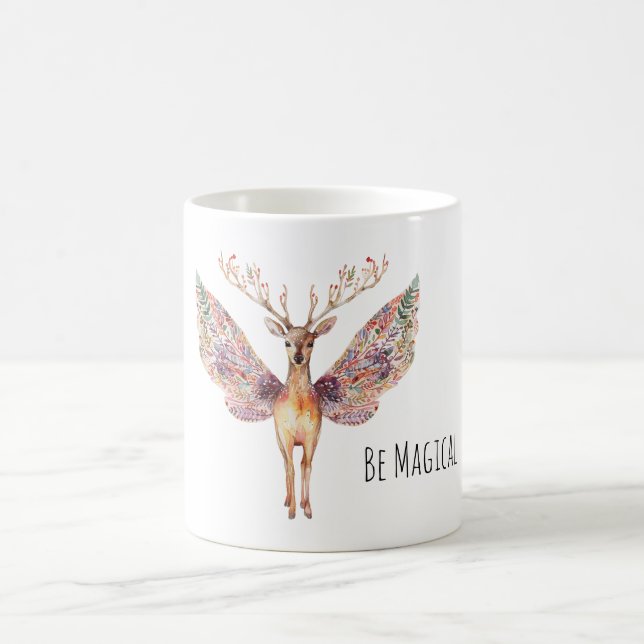 Sei Magisches Reh Lila Flügel Kaffeetasse (Mittel)