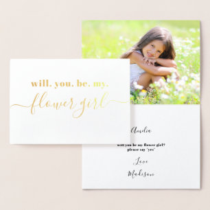 Sei mein Blumenmädchen - Foto innen - Modern Gold Folienkarte