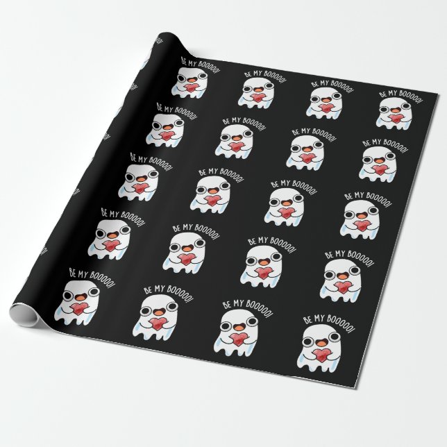 Sei mein Boo Funny Ghost Pun Dark BG Geschenkpapier (Ungerollt)