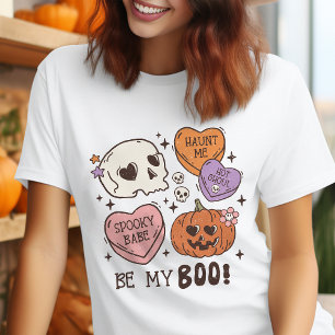 Sei mein Boo Retro-Halloween-Süßigkeiten-Herzen Tri-Blend Shirt