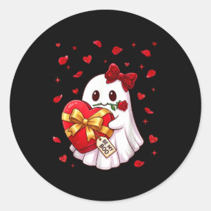 Sei mein Boo süße Geist Valentinstag Herz Box Rose Runder Aufkleber