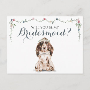 Sei mein Brautjungfer Cocker Spaniel Hund Einladungspostkarte