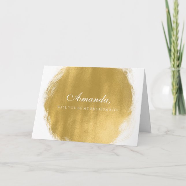 Sei mein Bridesmaid Gold Paint Look Einladung (Vorderseite)