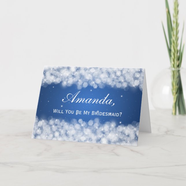 Sei mein Bridesmaid Party Sparkle Blue Einladung (Vorderseite)