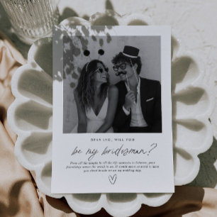 Sei mein Bridesman handgeschriebene Foto-Hochzeits Einladung