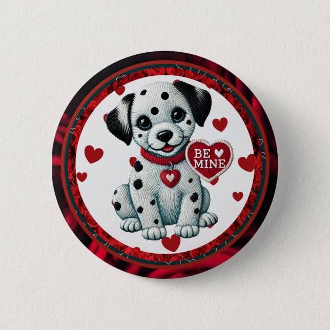 Sei mein Dalmatiner Welppy Valentine Button (Vorderseite)