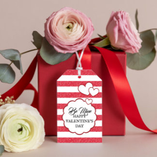 Sei mein Frohes Valentinstag Herz Kreide Streifen Geschenkanhänger