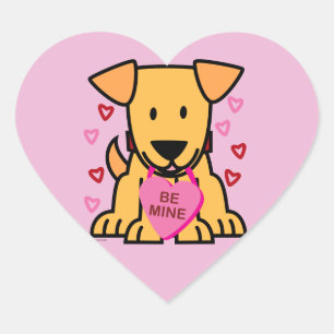 Sei mein Herz Valentine Welpenhund Labrador pink Herz-Aufkleber