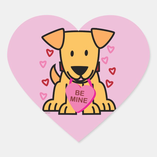 Sei mein Herz Valentine Welpenhund Labrador pink Herz-Aufkleber (Vorderseite)