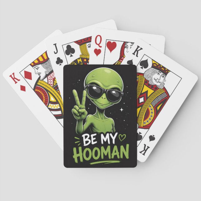 Sei mein Hooman Alien-Design Spielkarten (Rückseite)