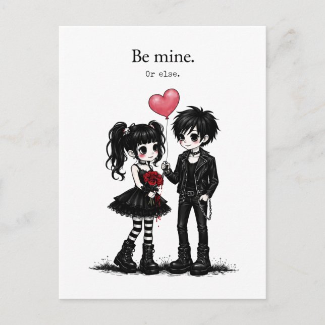 Sei mein oder anders Gothic-Valentinskarte Postkarte (Vorderseite)