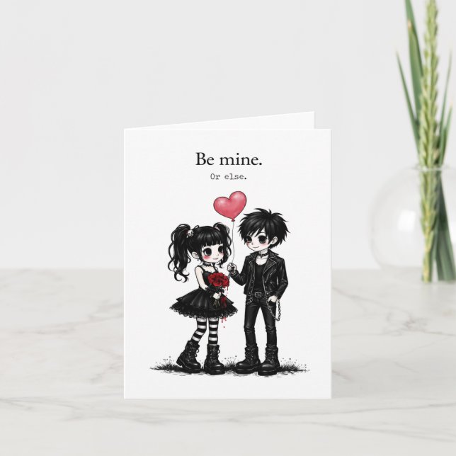 Sei mein oder du wirst es bereuen Gothic Valentins Karte (Vorderseite)