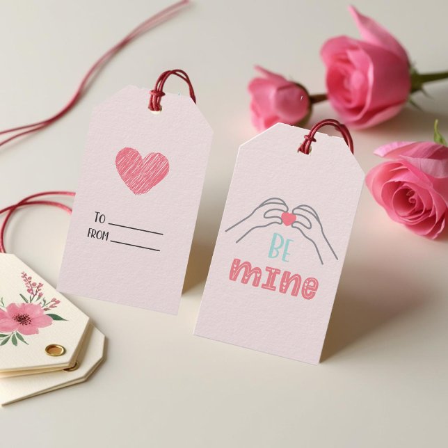 Sei mein rosa Valentinstag Geschenkanhänger (Be Mine Simple Pink Valentine's Day Gift Tags)